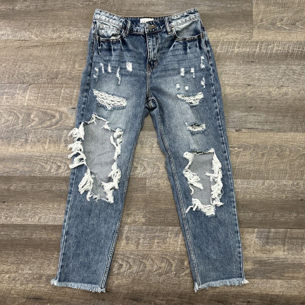 Cello‎ Jeans Womens 7 Destroyed Distressed High Rise 100% Cotton Grunge Edgy